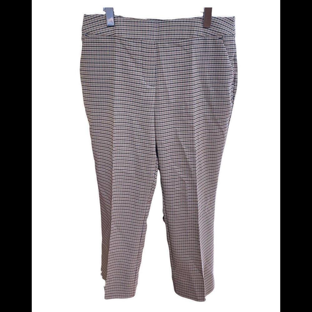 Cleo Petites Womens Pants Brown Plaid Check Career Slim Straight Trouser M​​​​​